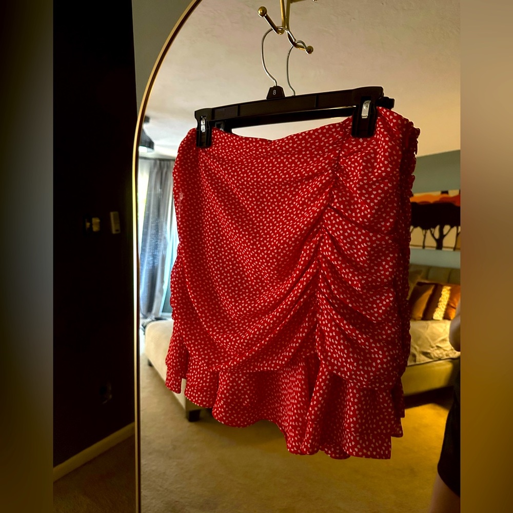 Red with White Polka Dots Mini Skirt - Sugarlips